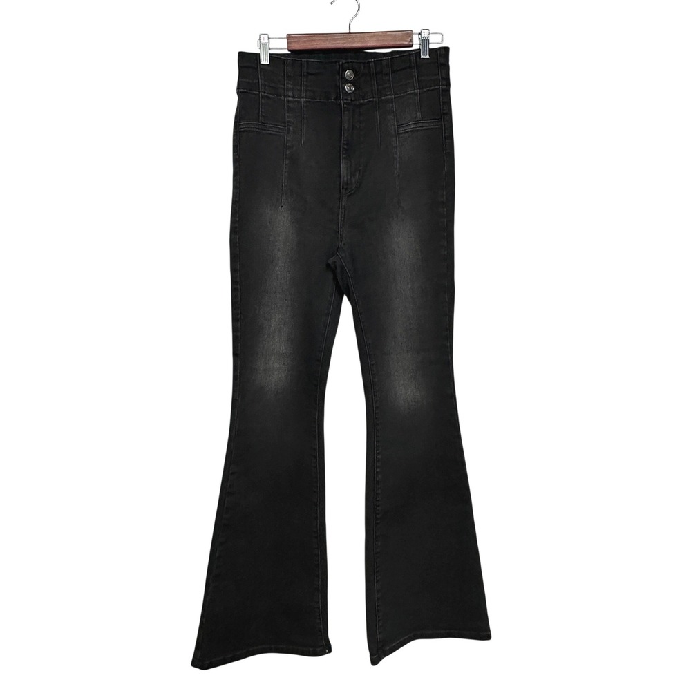 We the Free | Free People Jayde High Rise Flare Jeans Black 32 Onyx
